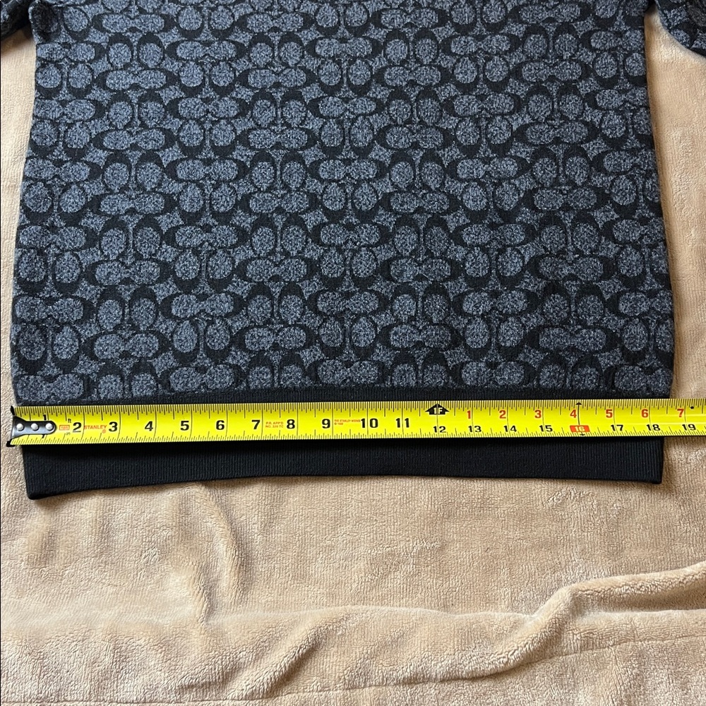 COACH 100% Wool Oversized 'Rexy' Black and Grey Crewneck Sweater - Size XXS - Picture 13 of 13